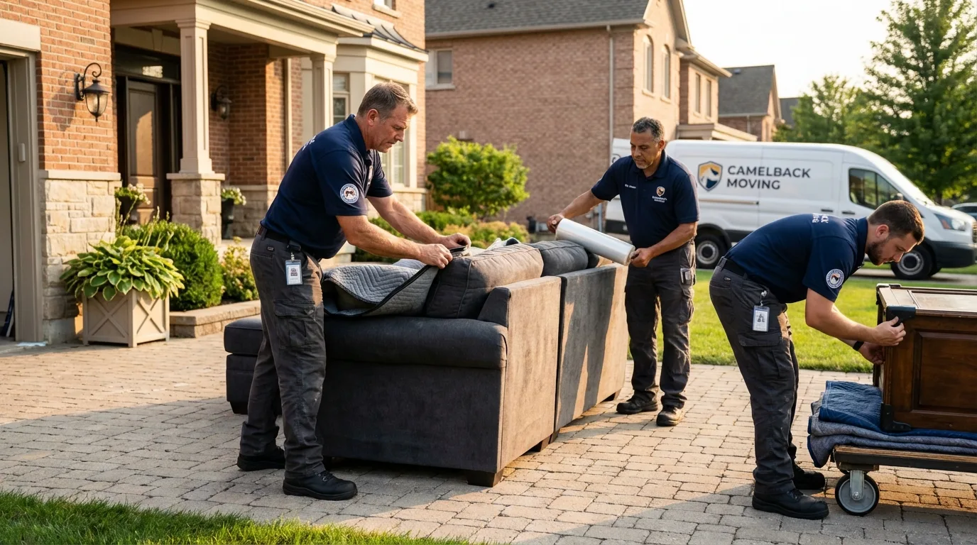 Large estate moving crew wrapping furniture in Canyon City, OR