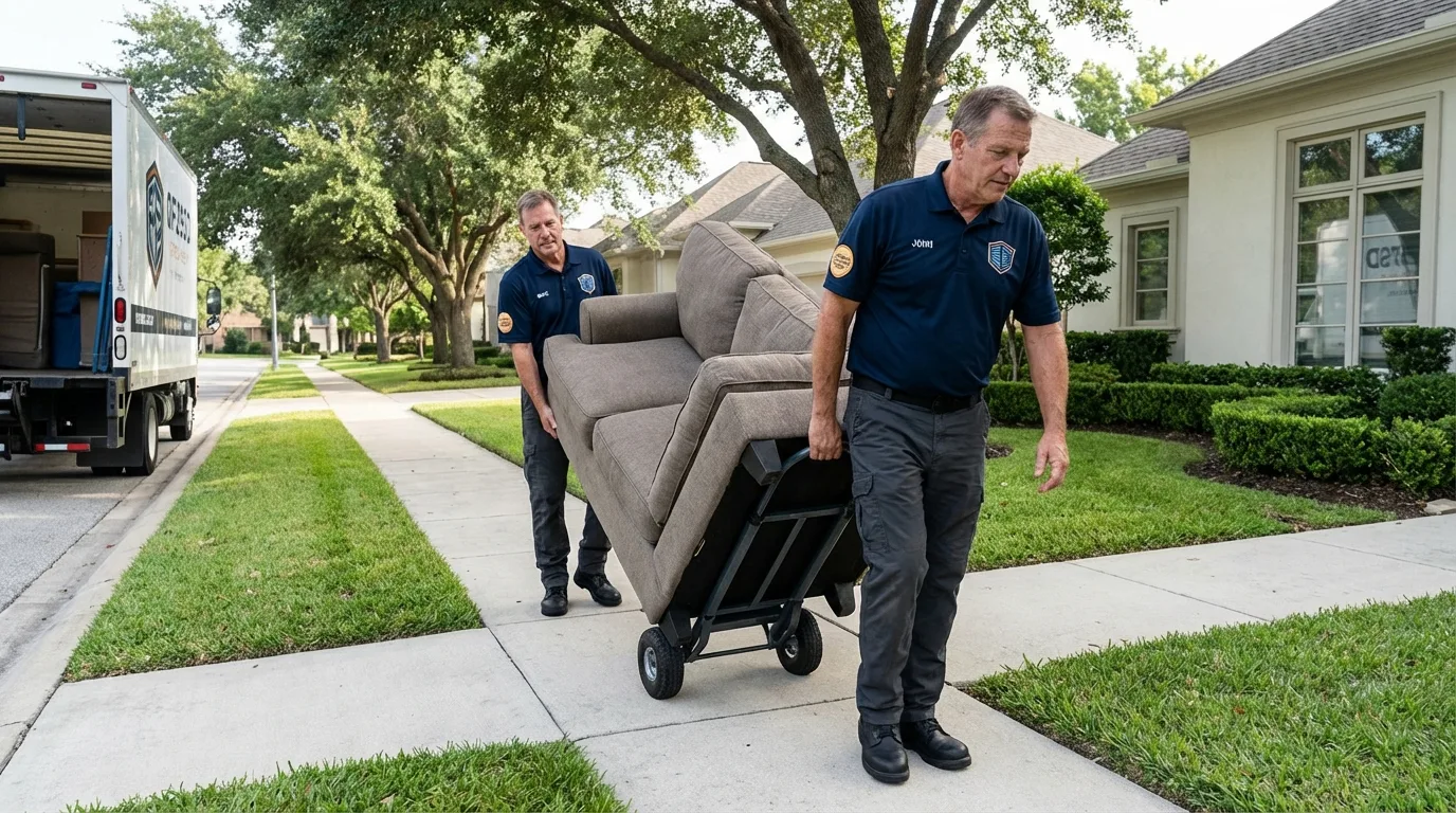 Local residential moving crew loading furniture in Canyon City, OR