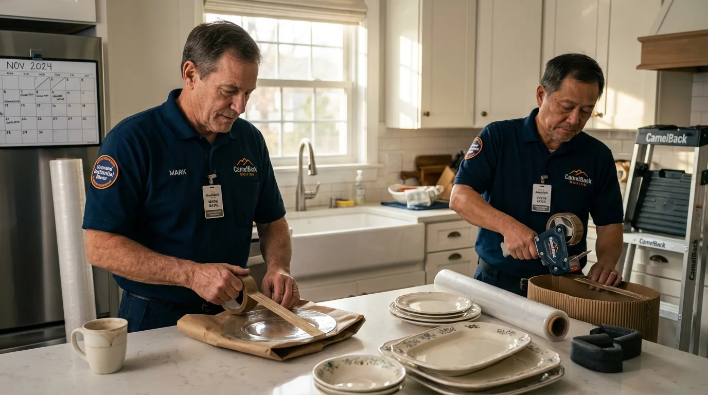 Professional crew packing kitchen dishware in Canyon City, OR